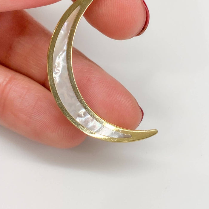 14K Yellow Gold Jumbo Crescent Moon Charm Pendant