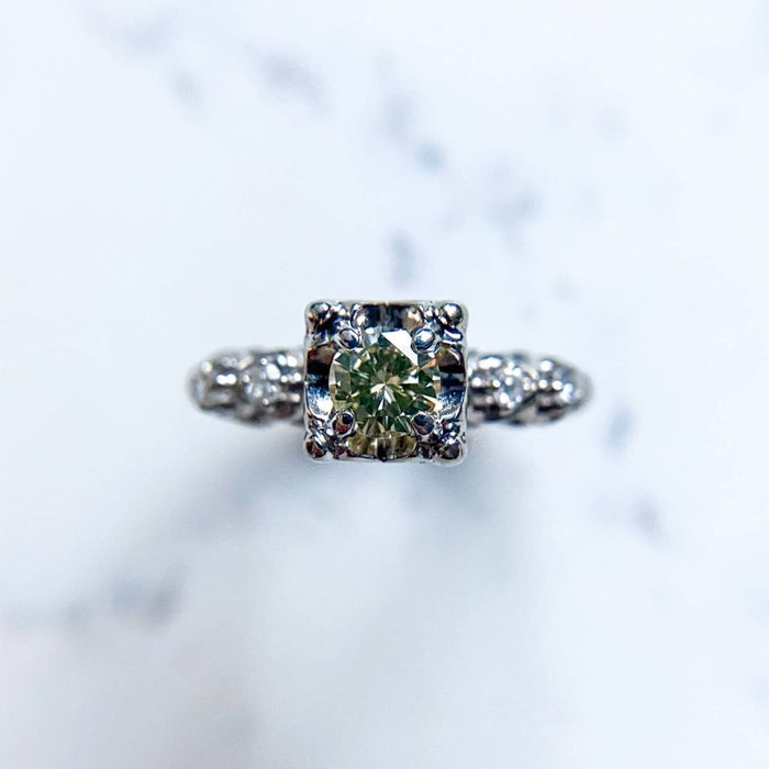 Vintage Engagement Ring European Cut Diamond Circa 1920's