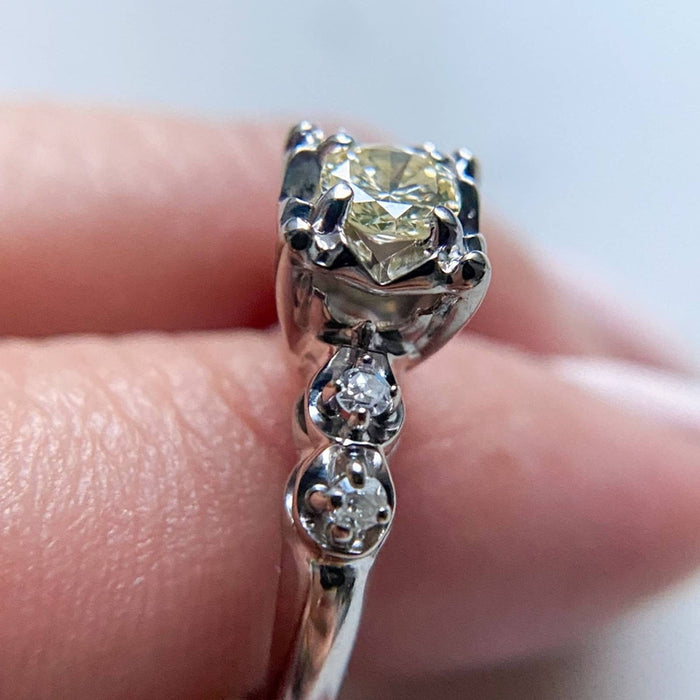 Vintage Engagement Ring European Cut Diamond Circa 1920's