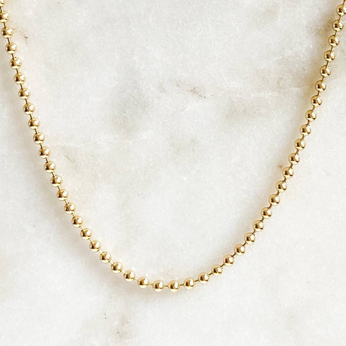 14K Yellow Gold Ball Bead Chain Necklace