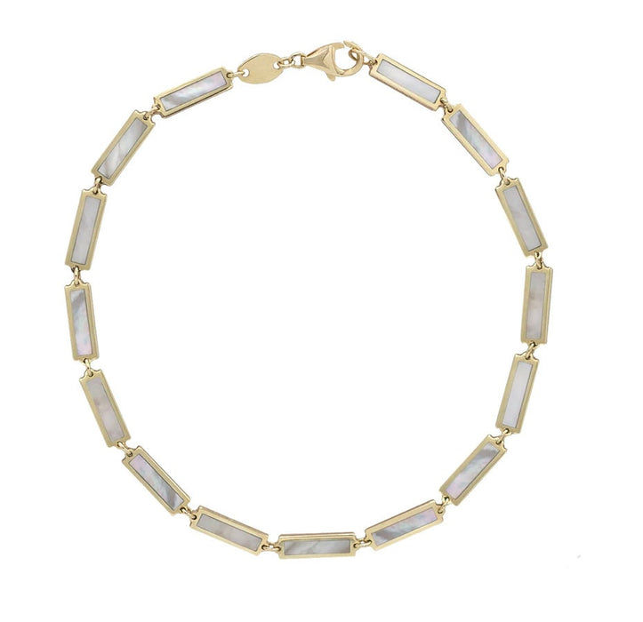 14K Yellow Gold Inlay Bar Link Bracelet