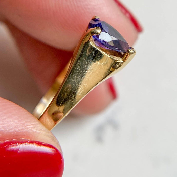 14K Yellow Gold Pear Shape Tanzanite Vintage Ring