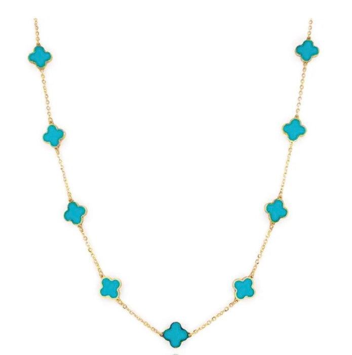 Blue Turquoise clover necklace 