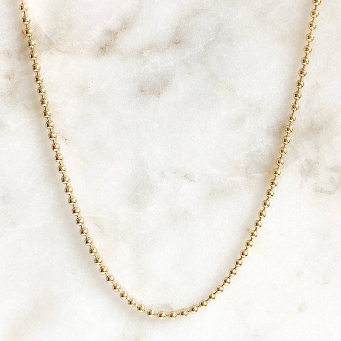 14K Yellow Gold Ball Bead Chain Necklace