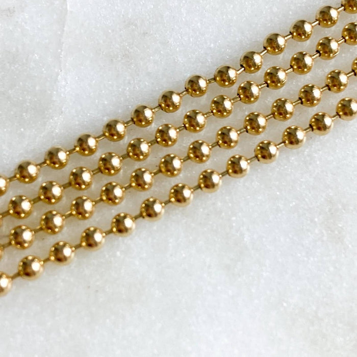 14K Yellow Gold Ball Bead Chain Necklace