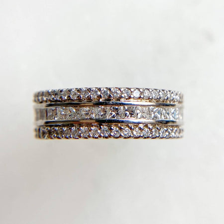 14K White Gold Diamond Thick Wedding Eternity Ring