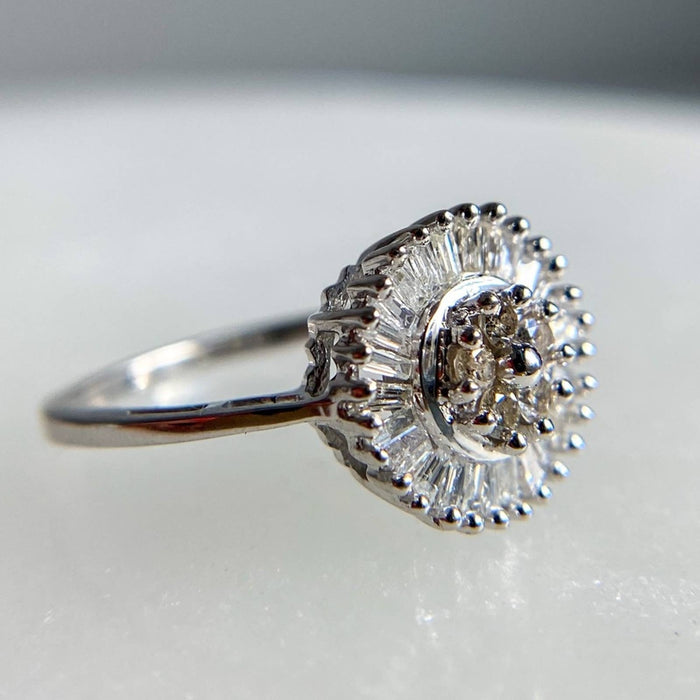 14K White Gold Diamond Cluster Cocktail Ring