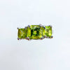 14K White Gold Peridot Three Stone Ring