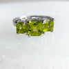 14K White Gold Peridot Three Stone Ring