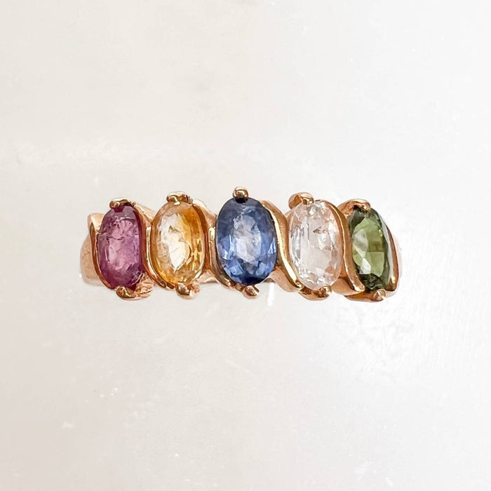 14K Gold Multi Gemstone Vintage Ring