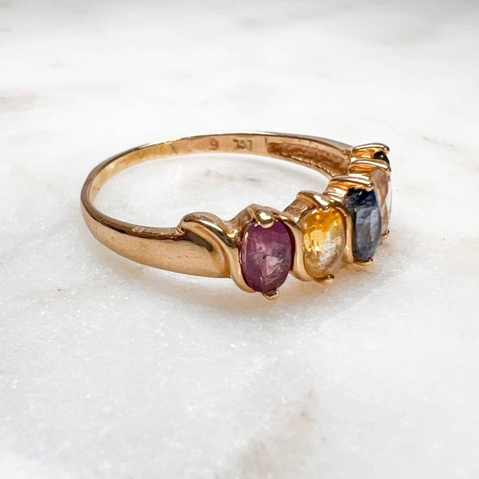 14K Gold Multi Gemstone Vintage Ring