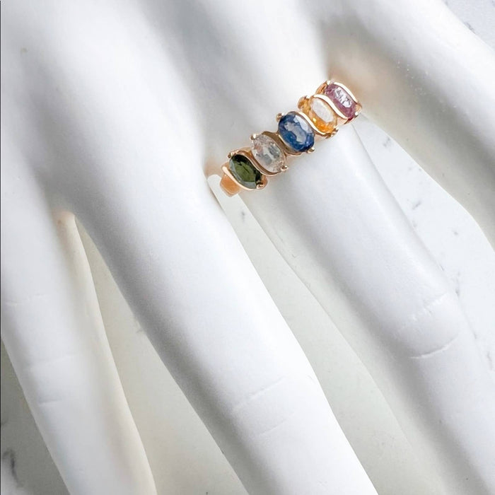 14K Gold Multi Gemstone Vintage Ring