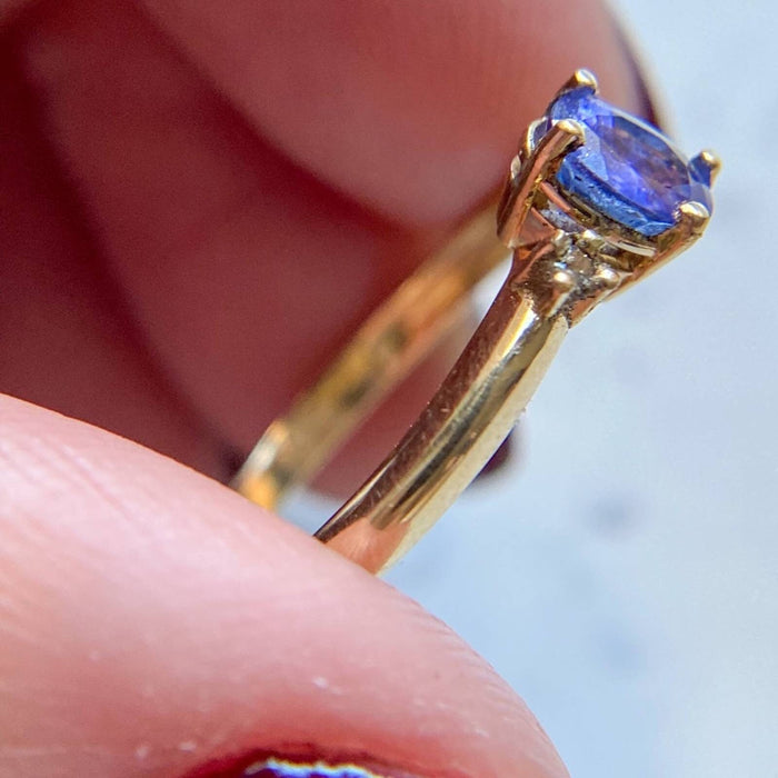 14K Yellow Gold Tanzanite and Diamond Ring