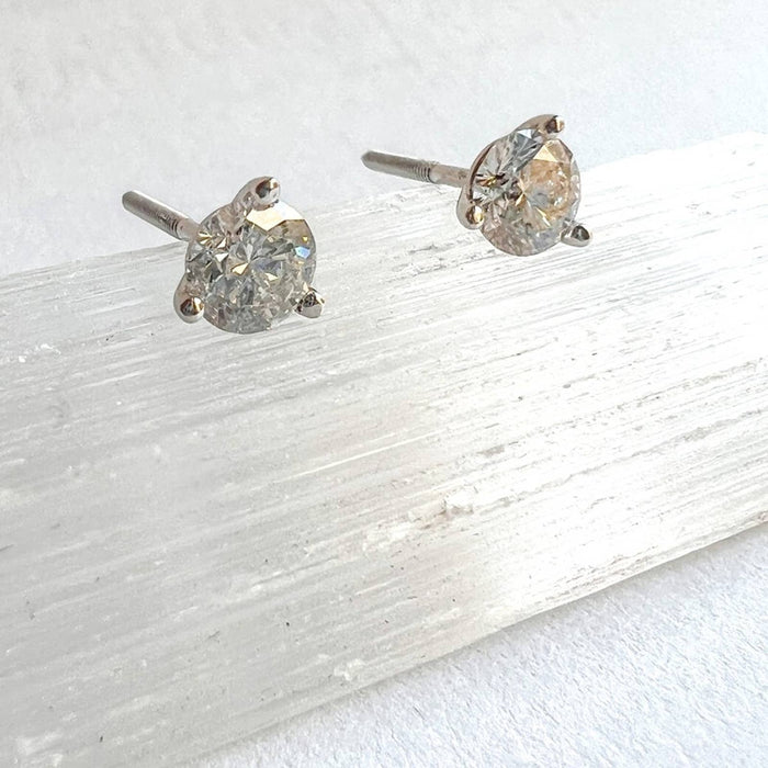 14K White Gold 1 Carat Diamond Stud Earrings