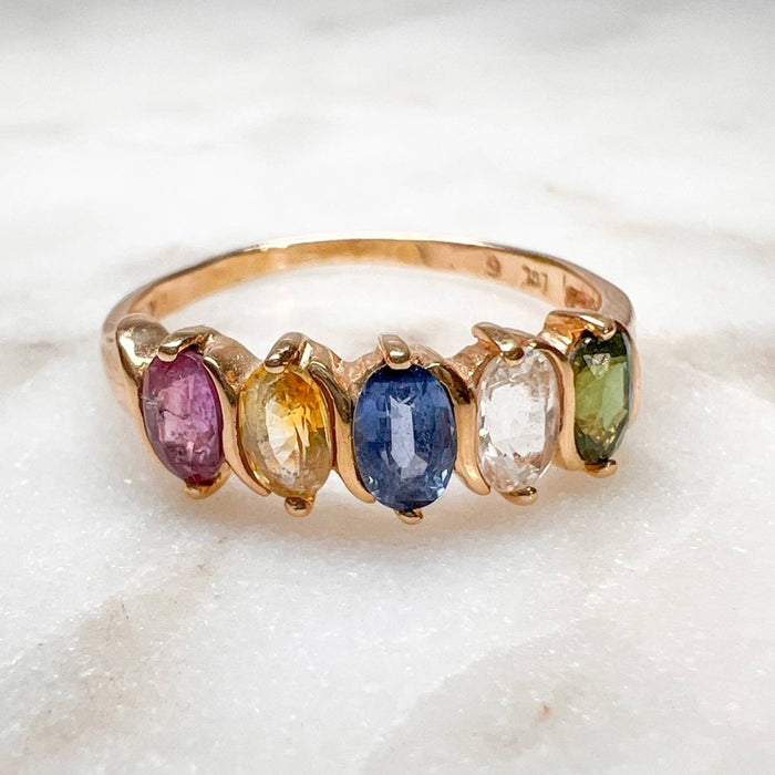 14K Gold Multi Gemstone Vintage Ring