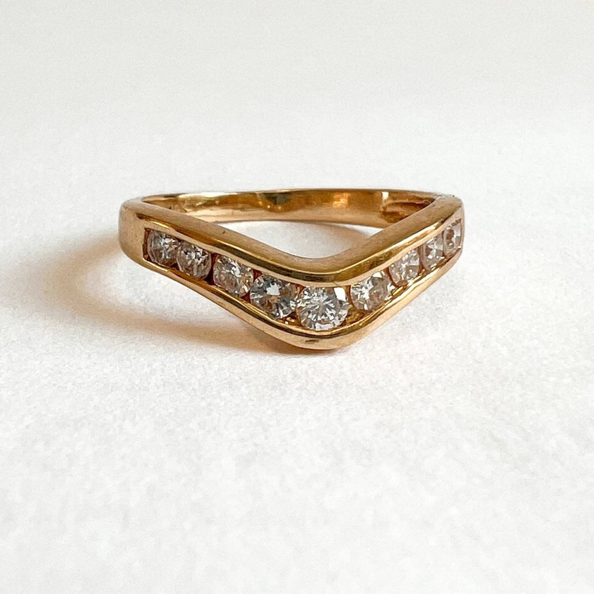 Vintage 14k Gold Diamond Chevron Ring– Dmk