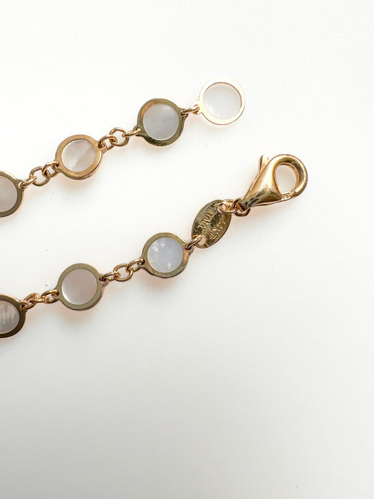 14K Yellow Gold Inlay Multi Disc Necklace