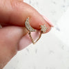 14K Yellow Gold Diamond Moon and Star Double Piercing Earring