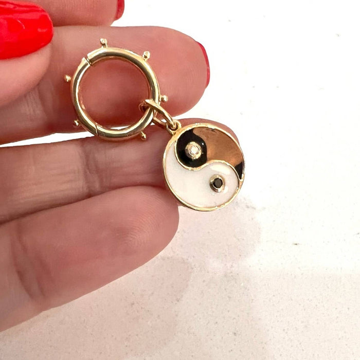 14K Yellow Gold Yin Yang Diamond Charm Pendant