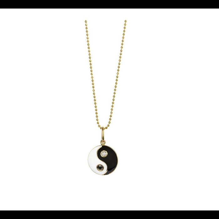 14K Yellow Gold Yin Yang Diamond Charm Pendant