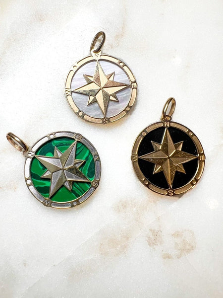 14K Gold Compass Pendant