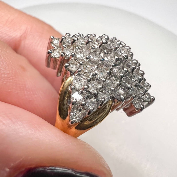 14K Yellow Gold Diamond Vintage Cluster Ring