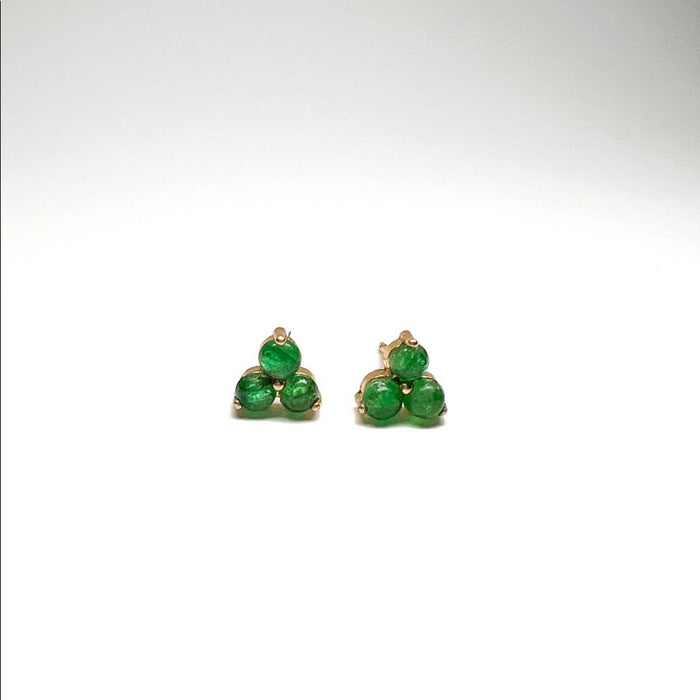 Emerald trinity stud earrings 