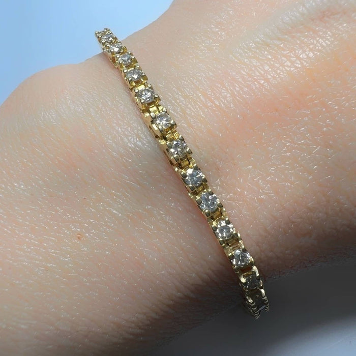 14K Yellow Gold 1.60Ct Diamond Tennis Vintage Bracelet