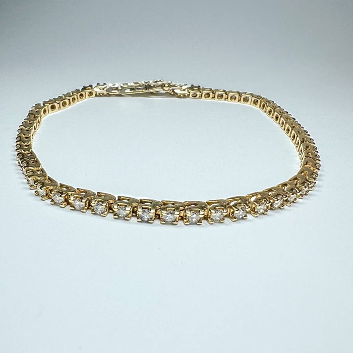 14K Yellow Gold 1.60Ct Diamond Tennis Vintage Bracelet