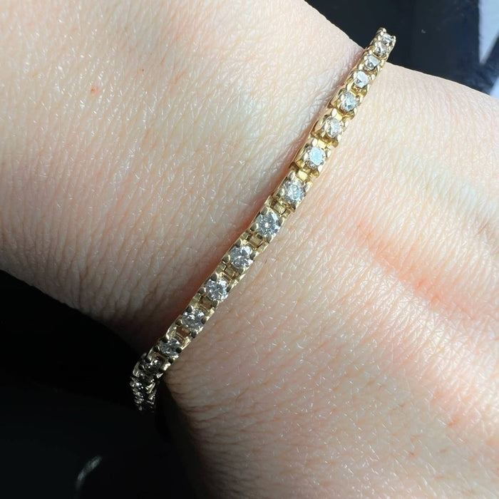 14K Yellow Gold 1.60Ct Diamond Tennis Vintage Bracelet