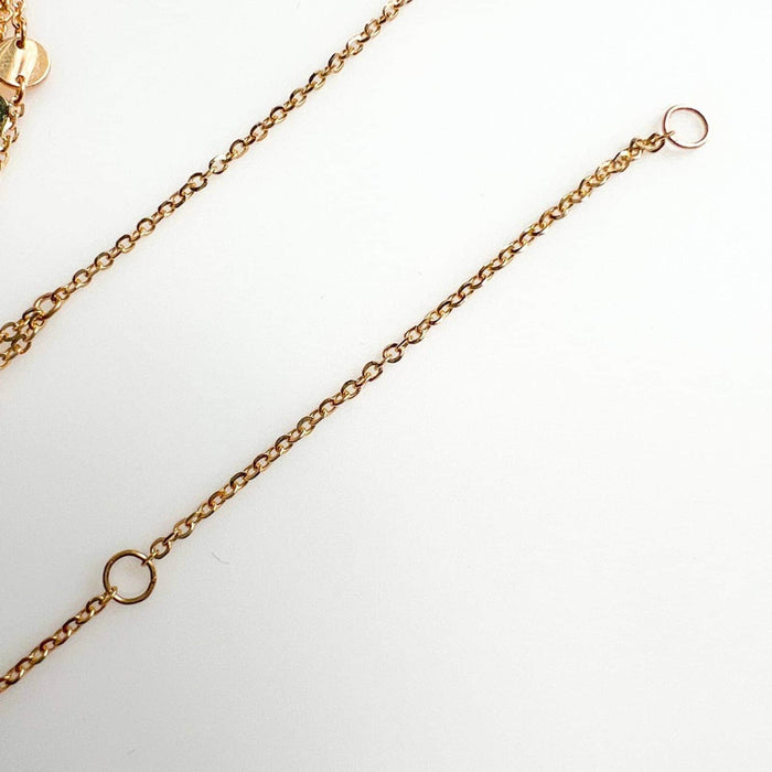 14K Yellow Gold Double Strand Disc Station Necklace