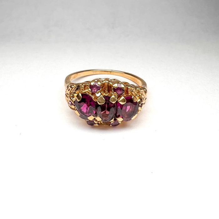 14K Yellow Gold Pink Tourmaline Old mine Cut Vintage Ring