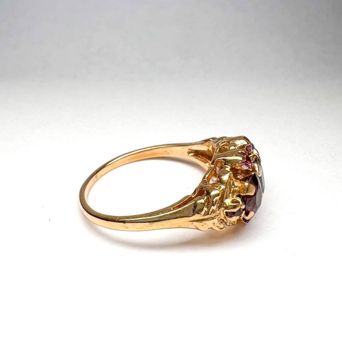 14K Yellow Gold Pink Tourmaline Old mine Cut Vintage Ring