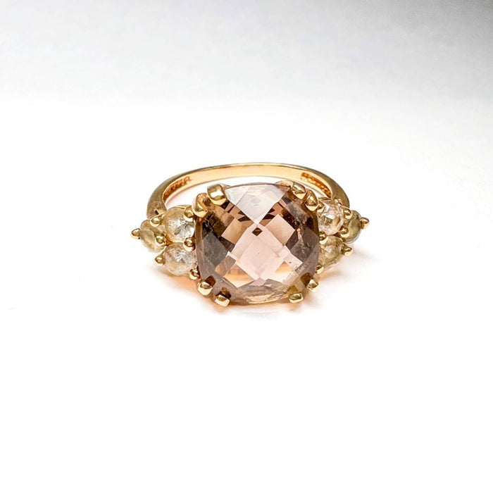 Cushion Cut Smoky Quartz  Ring in 10K Gold