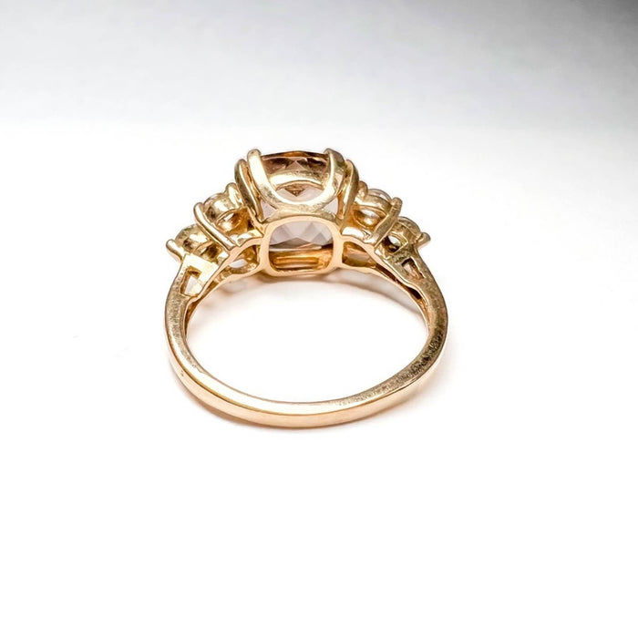 Cushion Cut Smoky Quartz  Ring in 10K Gold