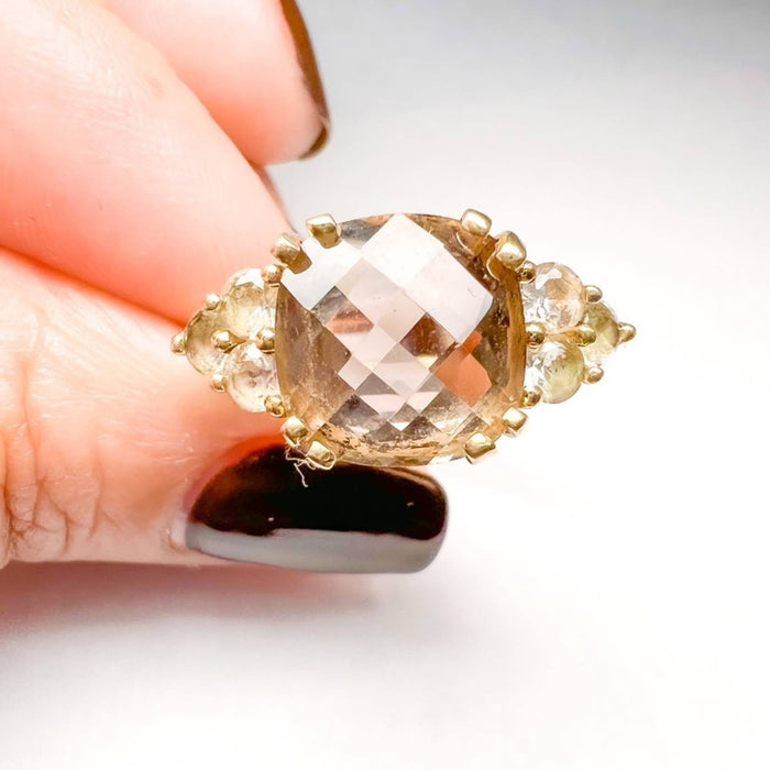 Cushion Cut Smoky Quartz  Ring in 10K Gold