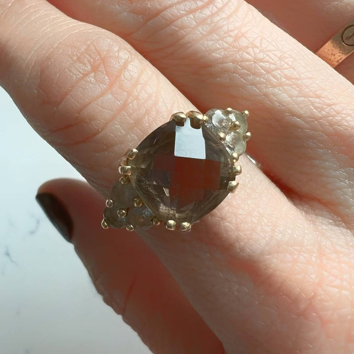 Cushion Cut Smoky Quartz  Ring in 10K Gold