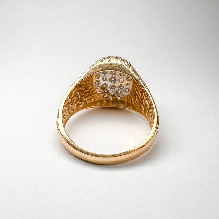 14K Yellow Gold Diamond Signet Men's Ring