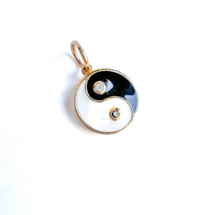 14K Gold Diamond Yin & Yang Necklace Charm