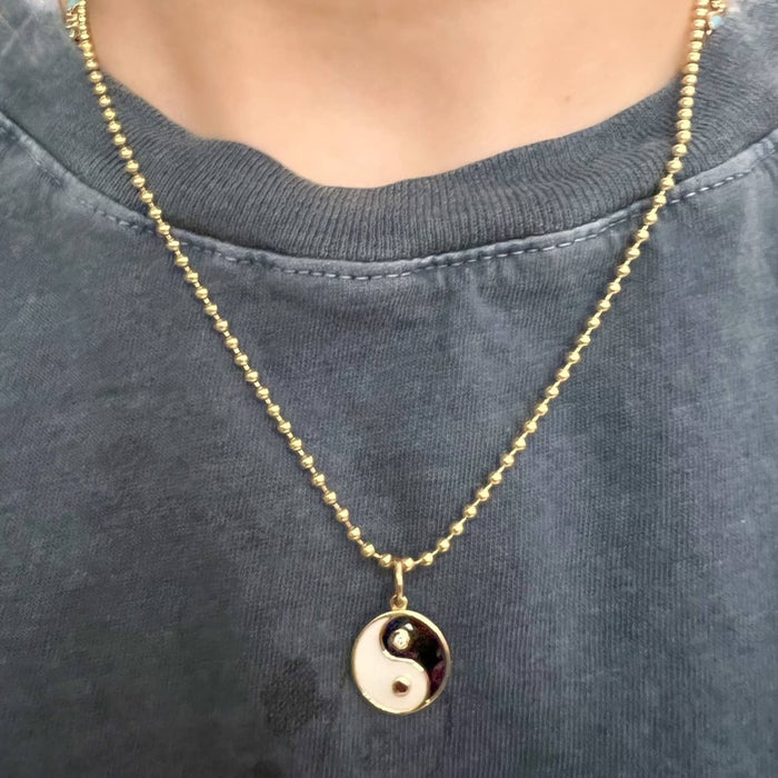 14K Yellow Gold Yin Yang Diamond Charm Pendant