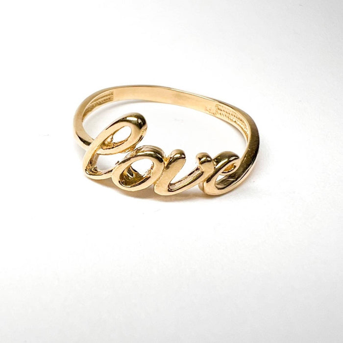 14K Yellow Gold Love Handwritted Ring