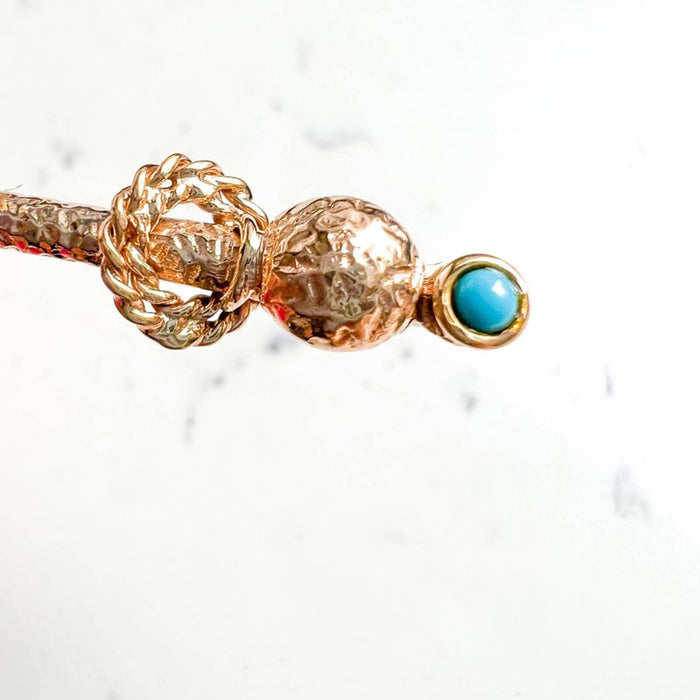 Antique Victorian Pearl and Turquoise Pin in 14K Yellow Gold