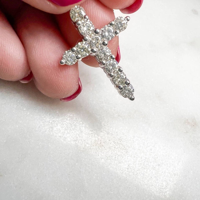 Diamond Cross Pendant 1CT in 14K White Gold