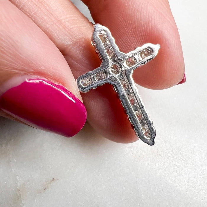 Diamond Cross Pendant 1CT in 14K White Gold