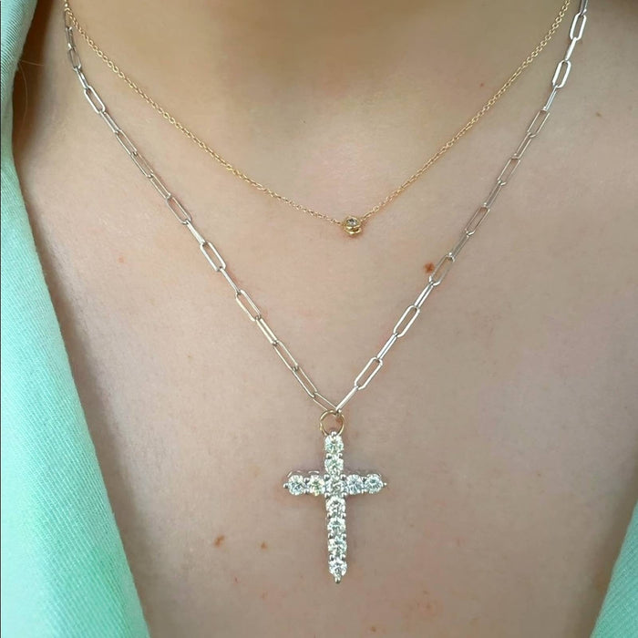 Diamond Cross Pendant 1CT in 14K White Gold