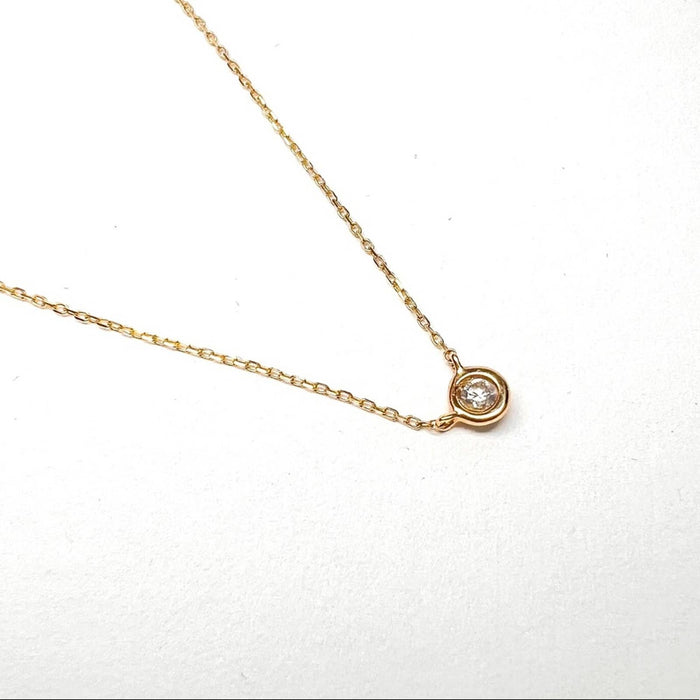 14k Yellow Gold Solitaire Diamond Necklace 