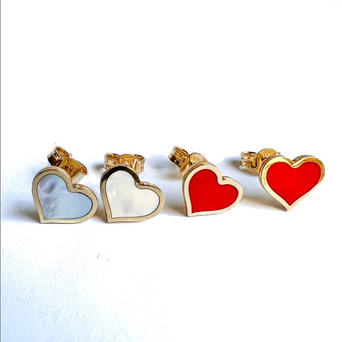 	14k gold heart stud earrings