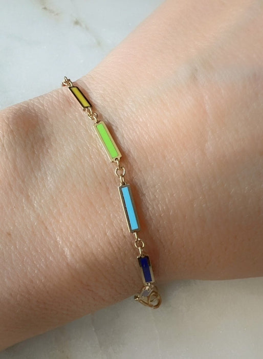 14K Yellow Gold Inlay Bar Bracelet