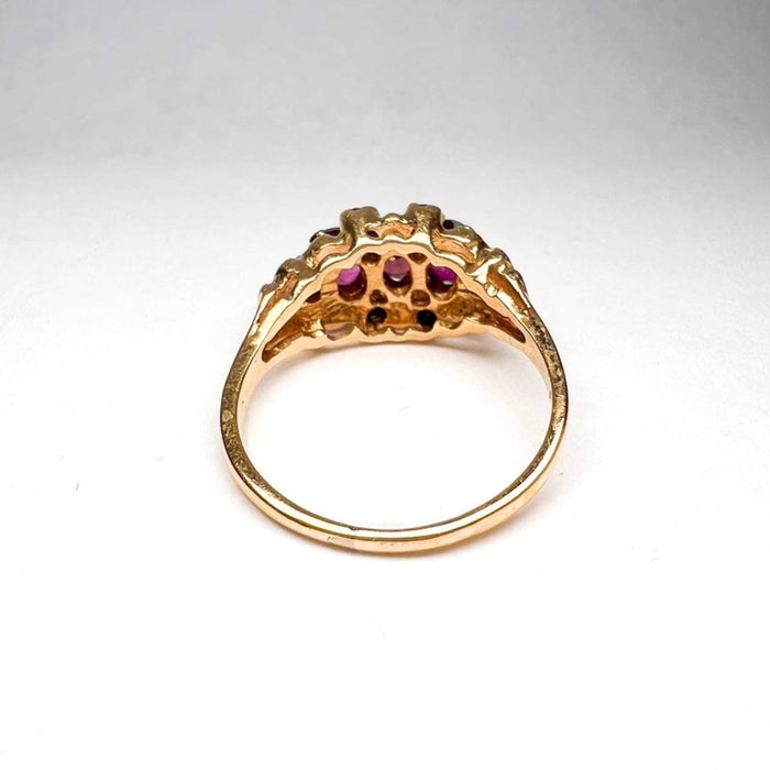 14K Yellow Gold Pink Tourmaline Old mine Cut Vintage Ring