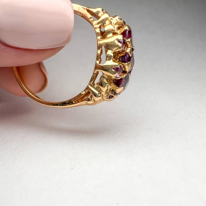 14K Yellow Gold Pink Tourmaline Old mine Cut Vintage Ring